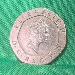 1989 United Kingdom Queen Elizabeth II.Kim 20 Pence Coin